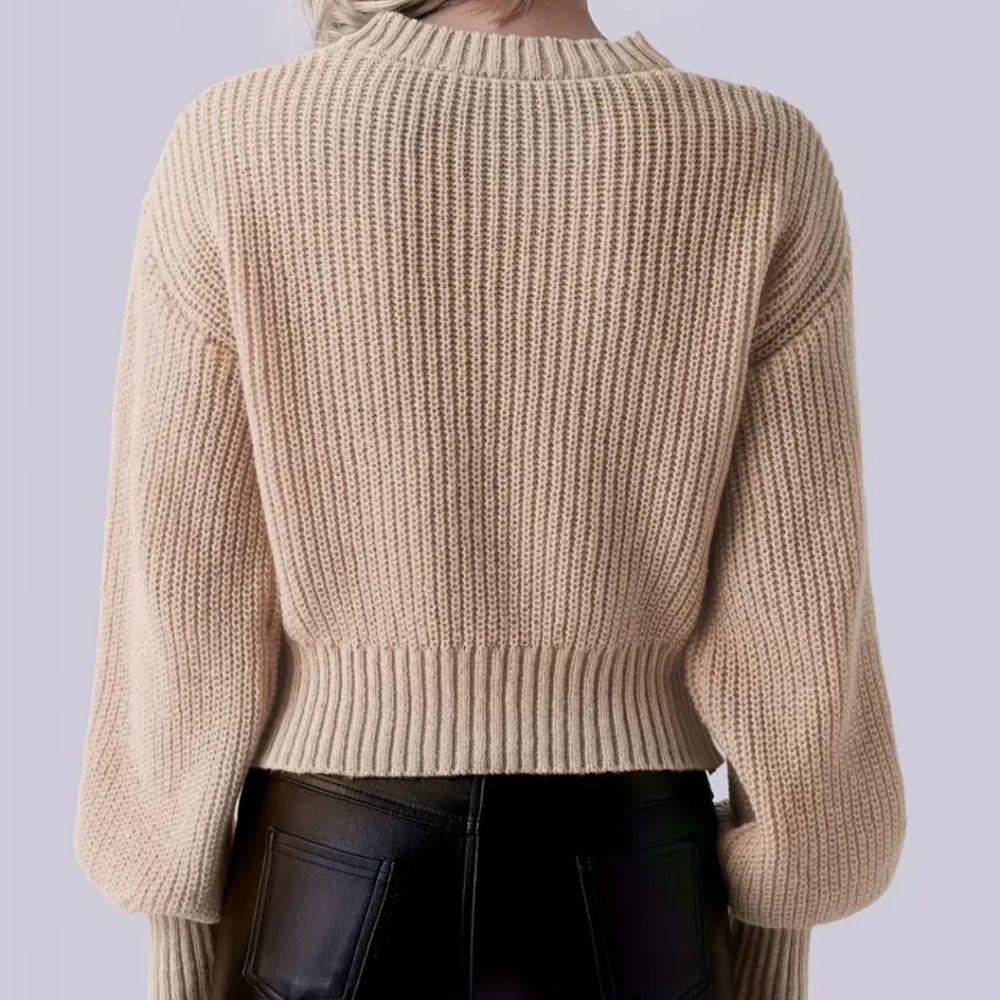 Criss cross beige sweater sz S M L cute and comfortable Fall Tops Beige - Picture 4 of 5